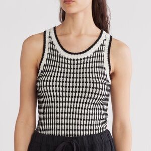 BLUE PEPPER black and white stripe Knit Sleeveless Sweater/size L